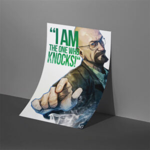 Explore our iconic "I Am The One Who Knocks" Breaking Bad poster. Perfect for fans and collectors, this premium artwork adds flair to any space. Shop now!